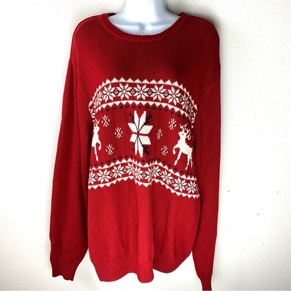 Vintage Dockers mens womens Christmas ugly sweater oversized Large reindeer snow - Picture 1 of 4